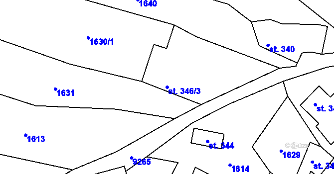 Parcela st. 346/3 v KÚ Žítková, Katastrální mapa