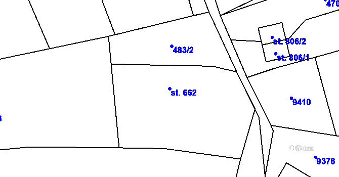 Parcela st. 662 v KÚ Žítková, Katastrální mapa