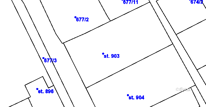 Parcela st. 903 v KÚ Žítková, Katastrální mapa