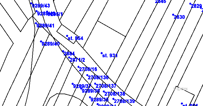 Parcela st. 931 v KÚ Žítková, Katastrální mapa