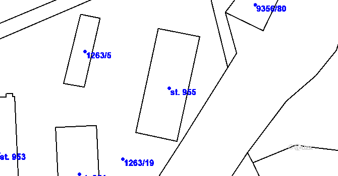 Parcela st. 955 v KÚ Žítková, Katastrální mapa