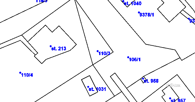 Parcela st. 110/3 v KÚ Žítková, Katastrální mapa