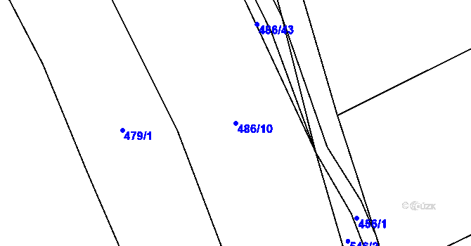Parcela st. 486/10 v KÚ Žítková, Katastrální mapa