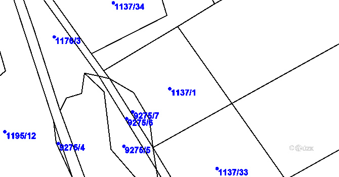 Parcela st. 1137/1 v KÚ Žítková, Katastrální mapa