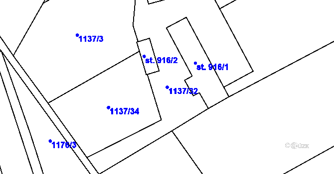 Parcela st. 1137/32 v KÚ Žítková, Katastrální mapa