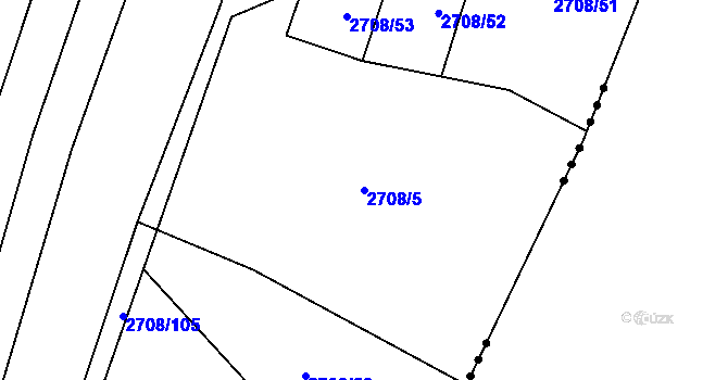 Parcela st. 2708/5 v KÚ Žítková, Katastrální mapa