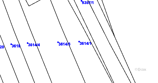 Parcela st. 3614/1 v KÚ Žítková, Katastrální mapa