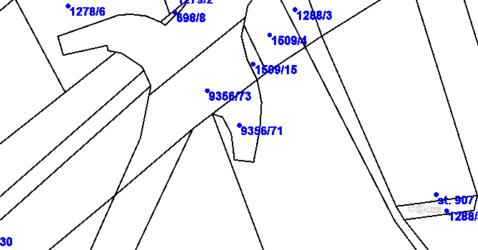 Parcela st. 9356/71 v KÚ Žítková, Katastrální mapa