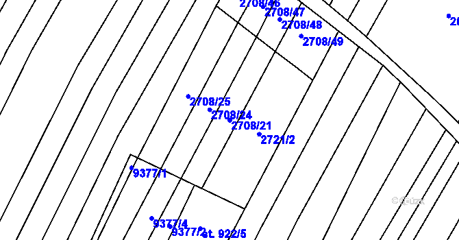 Parcela st. 2708/21 v KÚ Žítková, Katastrální mapa