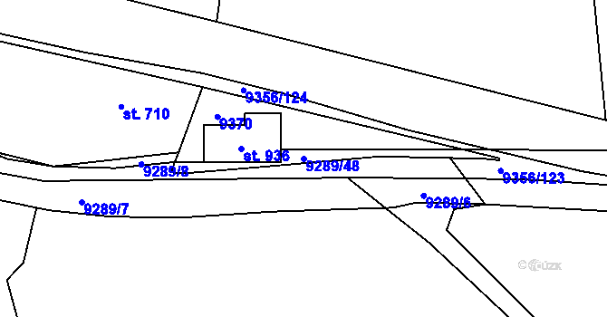 Parcela st. 9289/48 v KÚ Žítková, Katastrální mapa