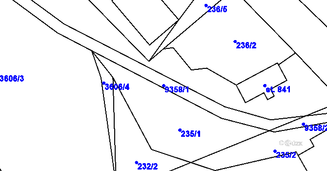 Parcela st. 9358/1 v KÚ Žítková, Katastrální mapa