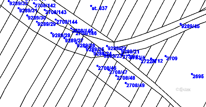 Parcela st. 9289/23 v KÚ Žítková, Katastrální mapa