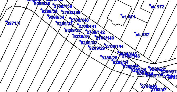 Parcela st. 9289/29 v KÚ Žítková, Katastrální mapa