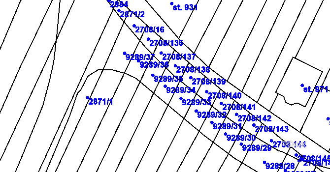 Parcela st. 9289/34 v KÚ Žítková, Katastrální mapa