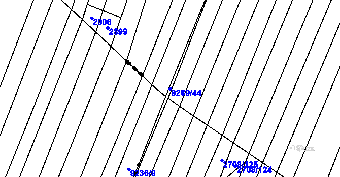 Parcela st. 9289/44 v KÚ Žítková, Katastrální mapa
