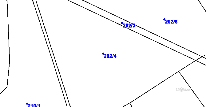 Parcela st. 202/4 v KÚ Žítková, Katastrální mapa