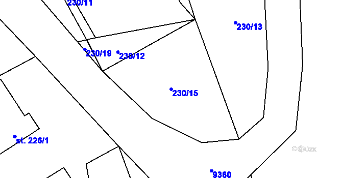 Parcela st. 230/15 v KÚ Žítková, Katastrální mapa