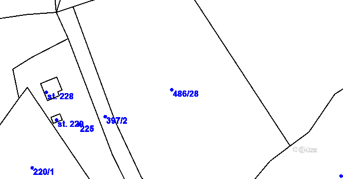 Parcela st. 486/28 v KÚ Žítková, Katastrální mapa