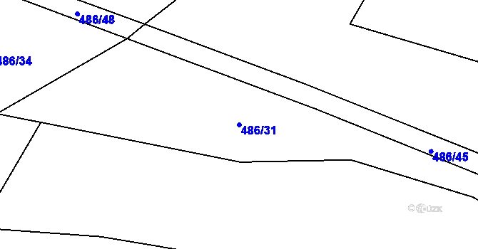 Parcela st. 486/31 v KÚ Žítková, Katastrální mapa