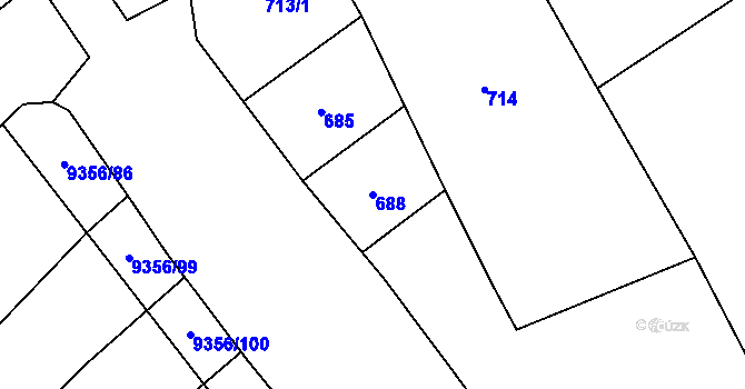 Parcela st. 688 v KÚ Žítková, Katastrální mapa