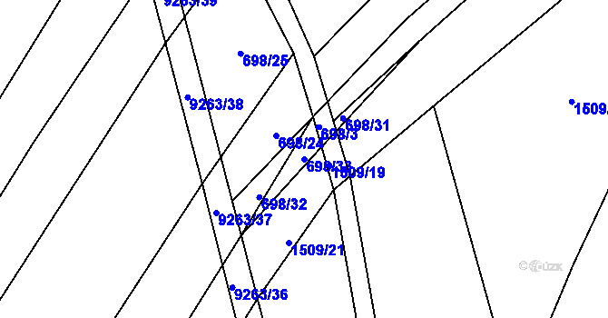 Parcela st. 698/33 v KÚ Žítková, Katastrální mapa