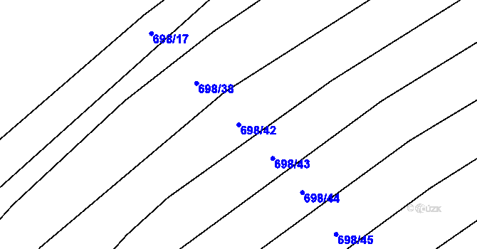 Parcela st. 698/42 v KÚ Žítková, Katastrální mapa