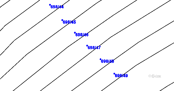 Parcela st. 698/47 v KÚ Žítková, Katastrální mapa