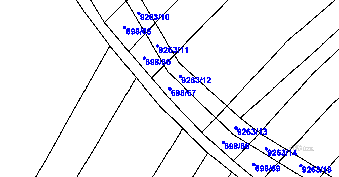 Parcela st. 698/67 v KÚ Žítková, Katastrální mapa