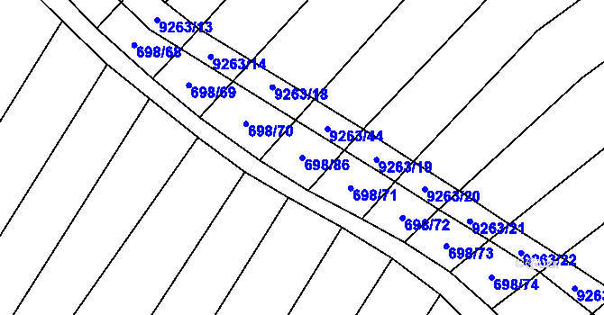 Parcela st. 698/86 v KÚ Žítková, Katastrální mapa