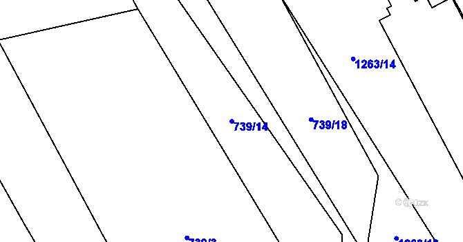 Parcela st. 739/14 v KÚ Žítková, Katastrální mapa