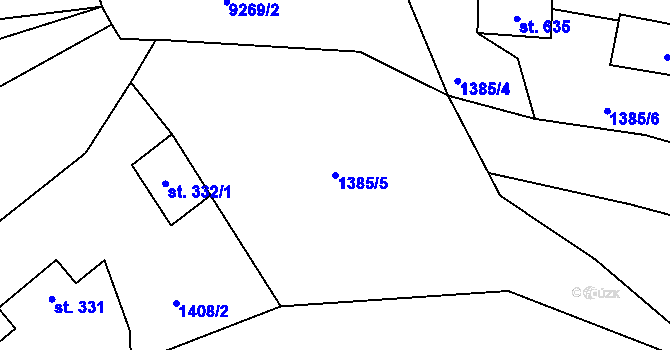 Parcela st. 1385/5 v KÚ Žítková, Katastrální mapa