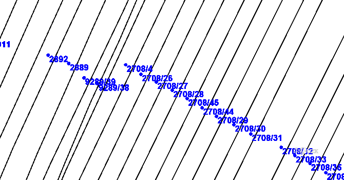 Parcela st. 2708/28 v KÚ Žítková, Katastrální mapa