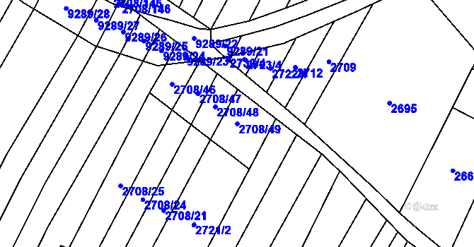 Parcela st. 2708/49 v KÚ Žítková, Katastrální mapa