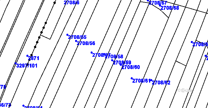 Parcela st. 2708/58 v KÚ Žítková, Katastrální mapa