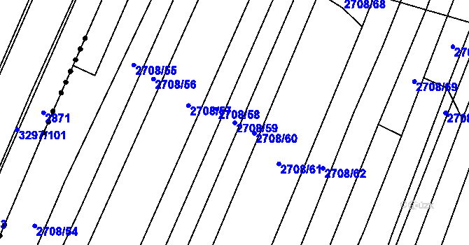Parcela st. 2708/59 v KÚ Žítková, Katastrální mapa
