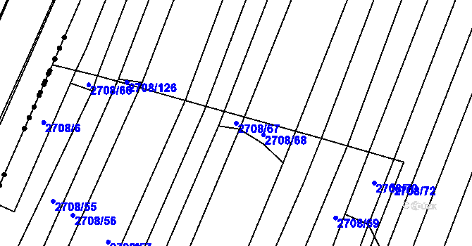 Parcela st. 2708/67 v KÚ Žítková, Katastrální mapa