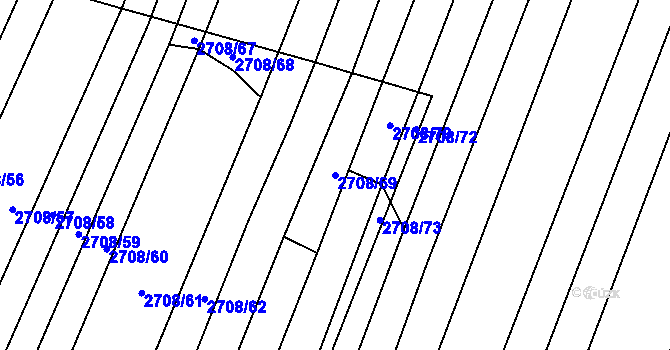 Parcela st. 2708/69 v KÚ Žítková, Katastrální mapa