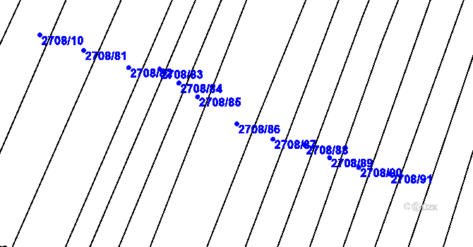 Parcela st. 2708/86 v KÚ Žítková, Katastrální mapa