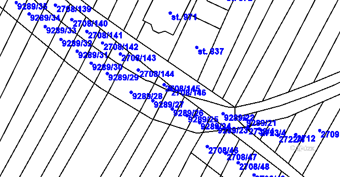 Parcela st. 2708/146 v KÚ Žítková, Katastrální mapa