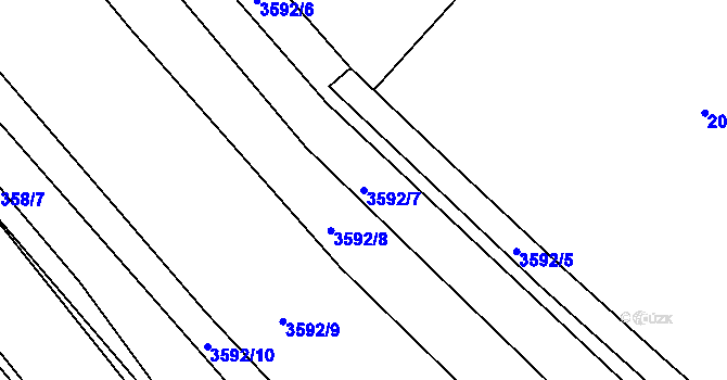 Parcela st. 3592/7 v KÚ Žítková, Katastrální mapa