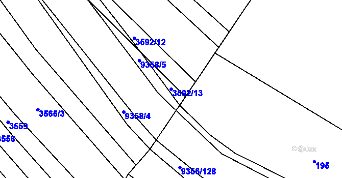 Parcela st. 3592/13 v KÚ Žítková, Katastrální mapa