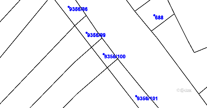 Parcela st. 9356/100 v KÚ Žítková, Katastrální mapa
