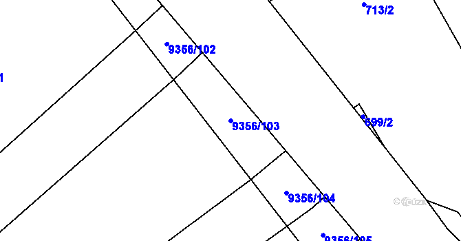 Parcela st. 9356/103 v KÚ Žítková, Katastrální mapa