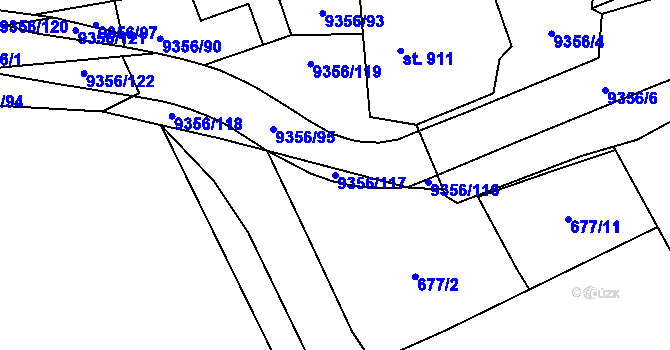 Parcela st. 9356/117 v KÚ Žítková, Katastrální mapa