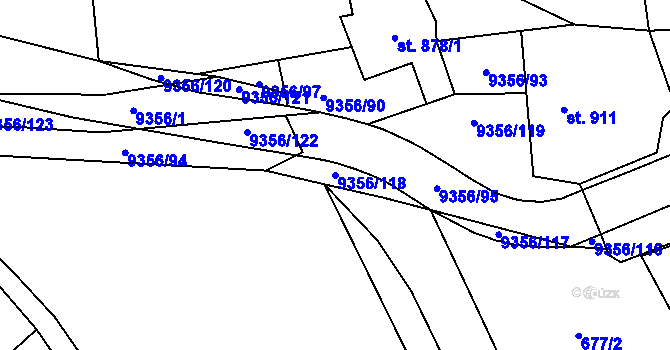 Parcela st. 9356/118 v KÚ Žítková, Katastrální mapa