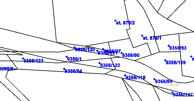 Parcela st. 9356/121 v KÚ Žítková, Katastrální mapa