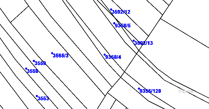 Parcela st. 9358/4 v KÚ Žítková, Katastrální mapa