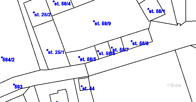 Parcela st. 58/6 v KÚ Žitná u Netolic, Katastrální mapa