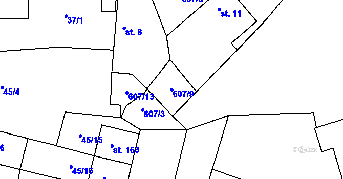 Parcela st. 607/9 v KÚ Žitná u Netolic, Katastrální mapa