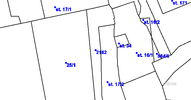 Parcela st. 2182 v KÚ Žitná u Netolic, Katastrální mapa